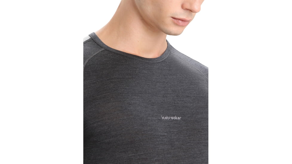 Icebreaker 125 ZoneKnit Long Sleeve Crewe Thermal Top - Mens, Jet Heather/Black/Metro Heather/Cb, Extra Small, IB0A56H3585XS