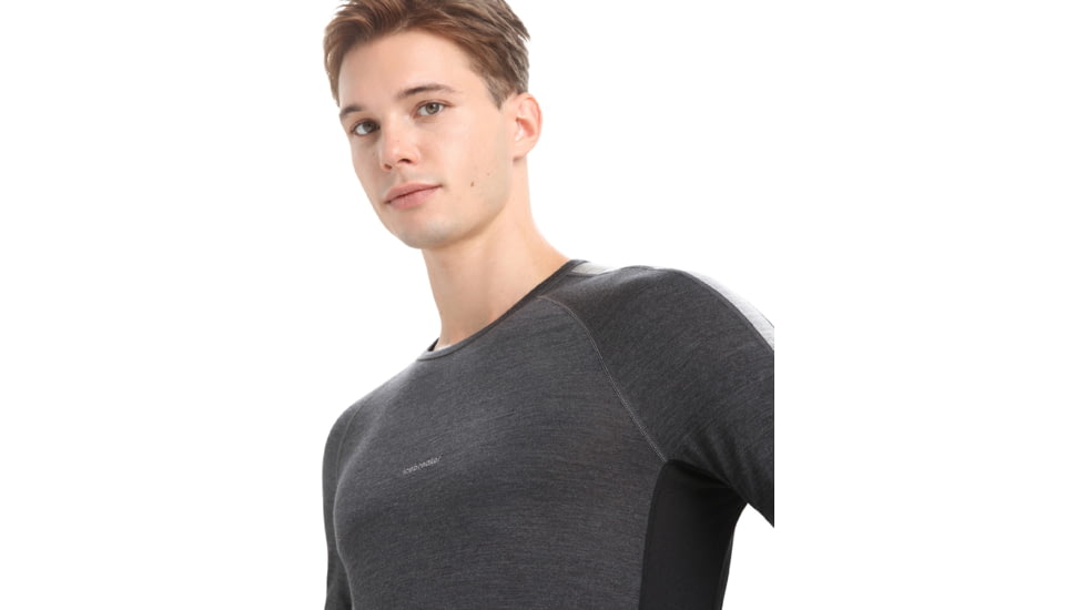 Icebreaker 125 ZoneKnit Long Sleeve Crewe Thermal Top - Mens, Jet Heather/Black/Metro Heather/Cb, Extra Small, IB0A56H3585XS