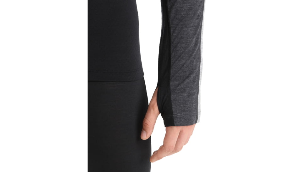 Icebreaker 125 ZoneKnit Long Sleeve Crewe Thermal Top - Mens, Jet Heather/Black/Metro Heather/Cb, Extra Small, IB0A56H3585XS