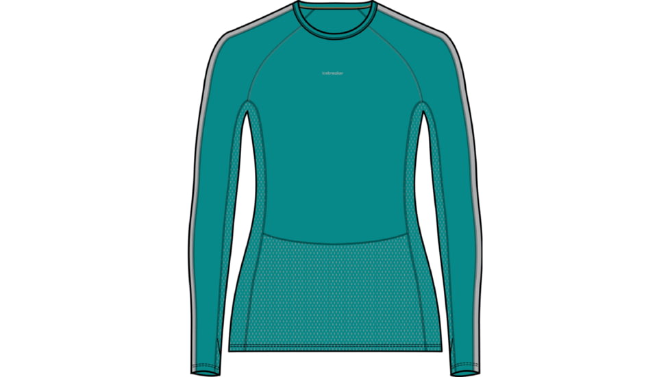 Icebreaker 125 ZoneKnit Long Sleeve Crewe Thermal Top - Women's, Flux Green/Ether/Cb, Medium, IB0A56H4859M