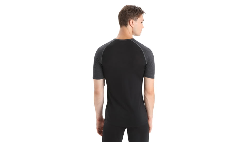 Icebreaker 125 ZoneKnit Short Sleeve Crewe Thermal Top - Mens, Jet Heather/Black/Metro Heather/Cb, 2XL, IB0A56H7585XXL