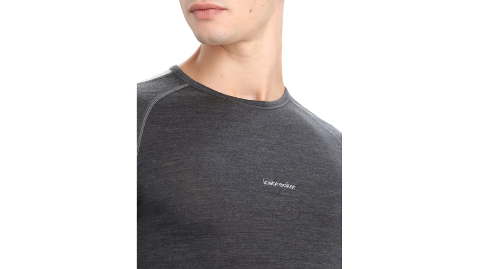 Icebreaker 125 ZoneKnit Short Sleeve Crewe Thermal Top - Mens, Jet Heather/Black/Metro Heather/Cb, 2XL, IB0A56H7585XXL