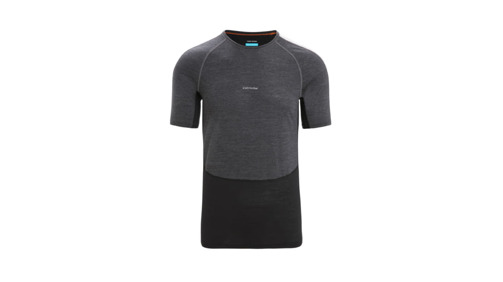 Icebreaker 125 ZoneKnit Short Sleeve Crewe Thermal Top - Mens, Jet Heather/Black/Metro Heather/Cb, 2XL, IB0A56H7585XXL