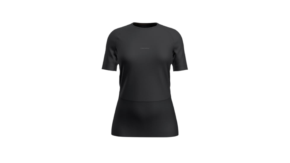 Icebreaker 125 ZoneKnit Short Sleeve Crewe Thermal Top - Women's, Jet Heather/Black/Metro Heather/Cb, Small, IB0A56H8585S