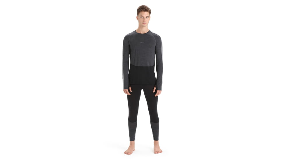 Icebreaker 125 ZoneKnit Thermal Leggings - Mens, Black/Jet Heather/Cb, Large, IB0A56H5091L