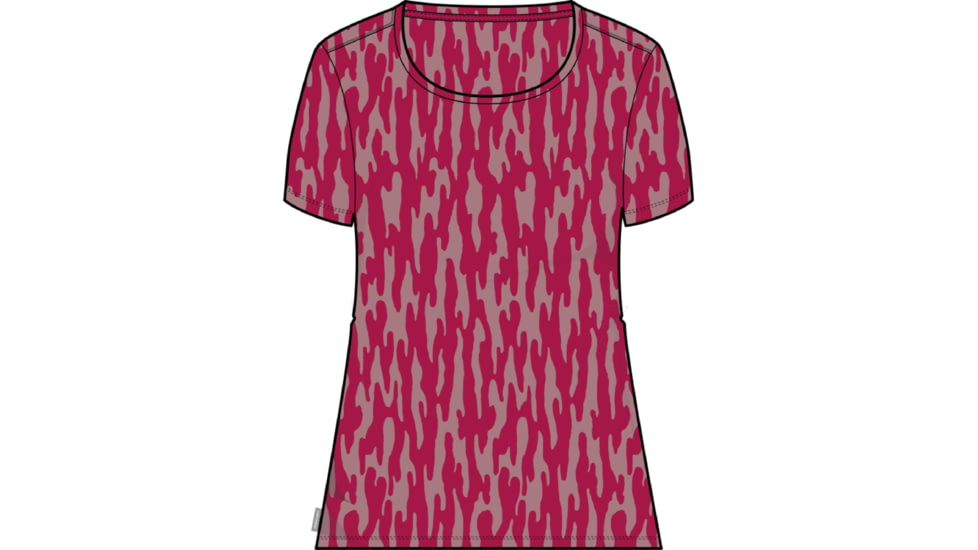 Icebreaker 150 Tech Lite II Short Sleeve Scoop Glacial Flow T-Shirt - Women's, Crystal/Electronpink/Aop, Large, IB0A56TJA52L