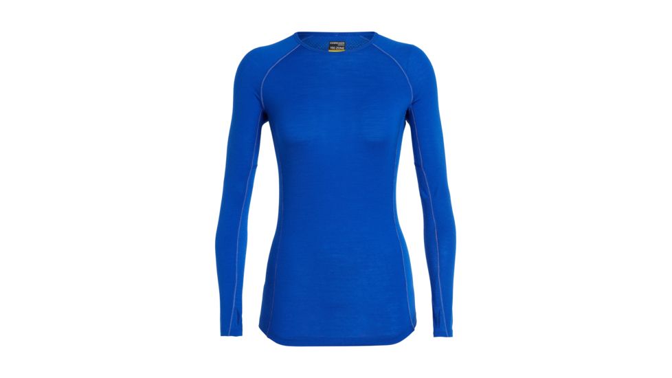 Icebreaker 150 Zone Long Sleeve Crew, Womens, Marine/Snow, Large, 104331403L