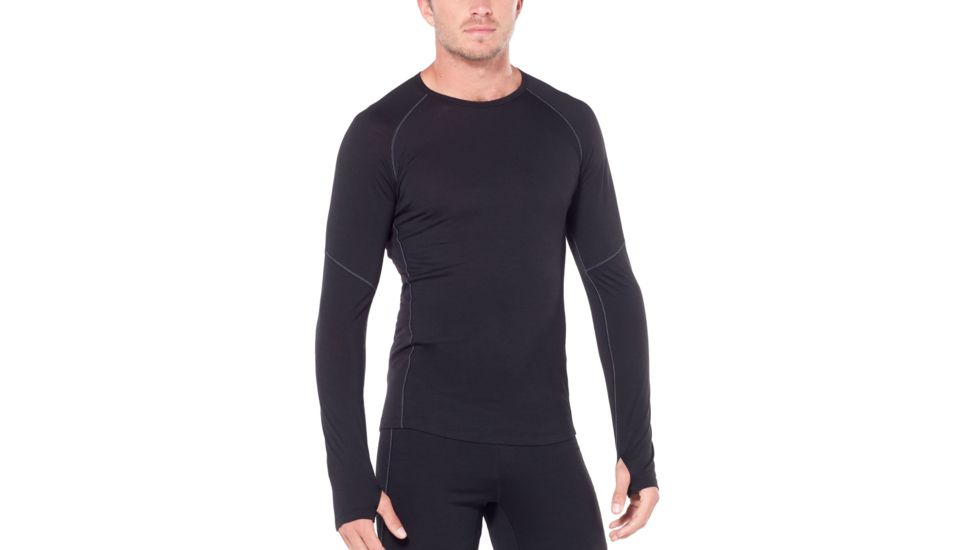 Icebreaker 150 Zone Long Sleeve Crewe, Black/Mineral, Small, 104347-001-S
