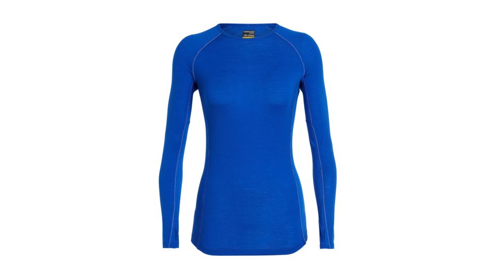 Icebreaker 150 Zone Long Sleeve Crew, Womens, Marine/Snow, Large, 104331403L