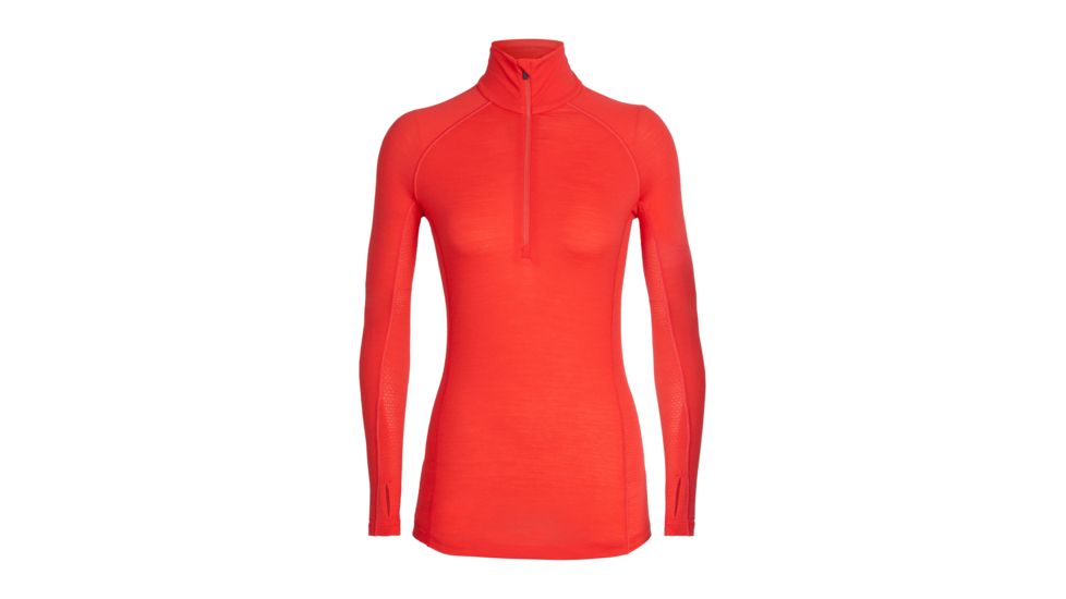Icebreaker 150 Zone Long Sleeve Half Zip, Womens, Ember/Snow, Small, 104332602S