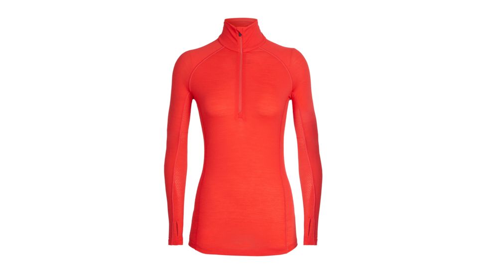 Icebreaker 150 Zone Long Sleeve Half Zip, Womens, Ember/Snow, Small, 104332602S