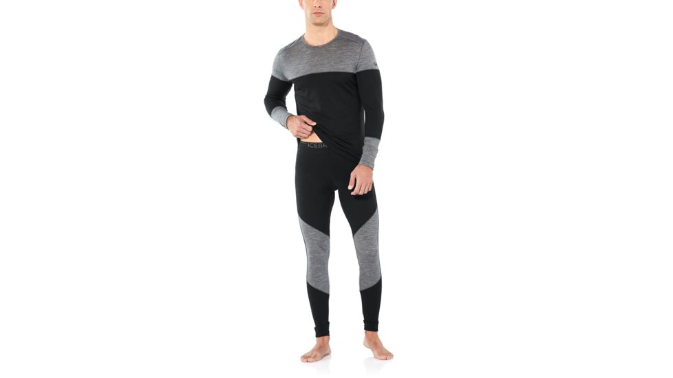 Icebreaker 200 Oasis Deluxe Leggings - Mens, Black/Gritstone HTHR, Small, 104861A04S