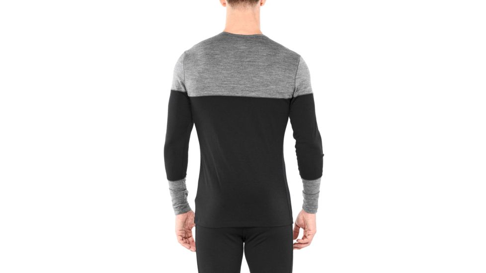 Icebreaker 200 Oasis Deluxe Long Sleeve Crewe - Mens, Black/Gritstone HTHR, Medium, 104858A04M