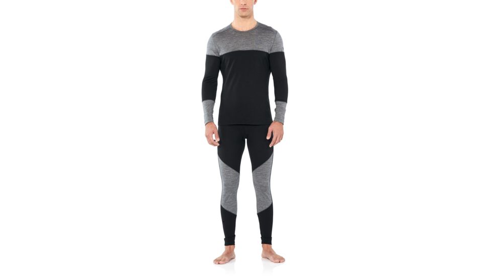 Icebreaker 200 Oasis Deluxe Long Sleeve Crewe - Mens, Black/Gritstone HTHR, Medium, 104858A04M