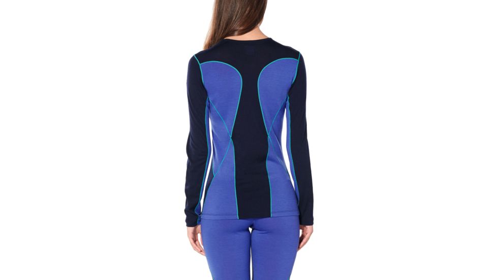 Icebreaker 200 Oasis Deluxe Long Sleeve Crewe - Womens, Midnight Navy/Mystic, Medium, 104385B03M