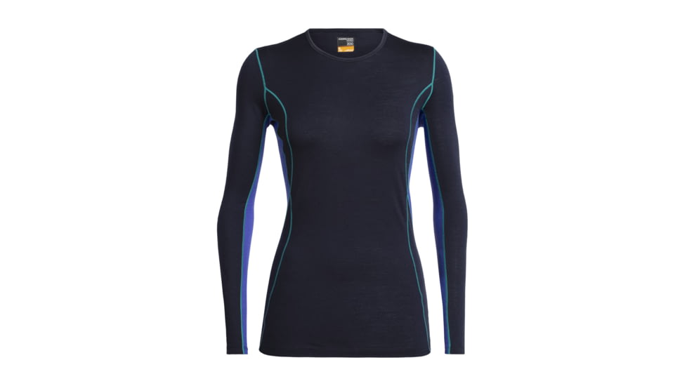 Icebreaker 200 Oasis Deluxe Long Sleeve Crewe - Womens, Midnight Navy/Mystic, Medium, 104385B03M