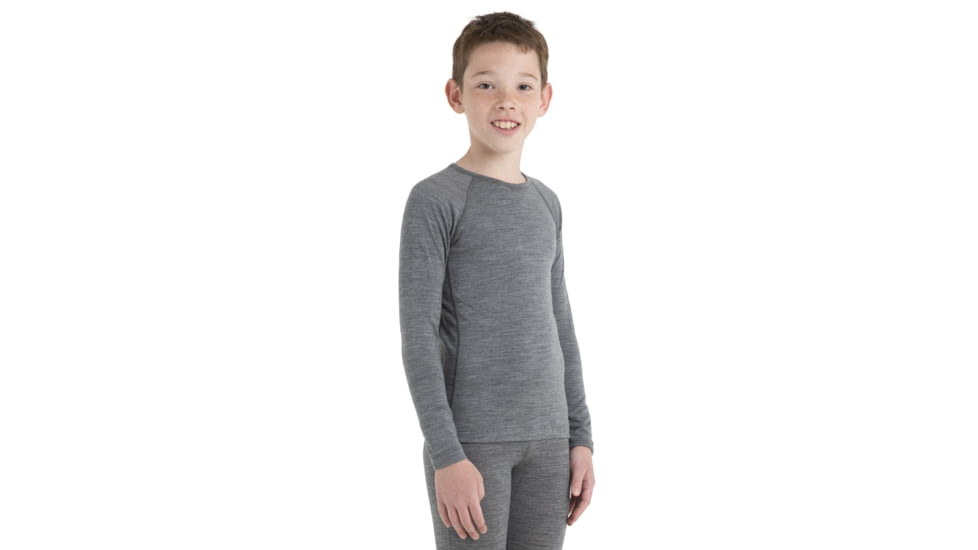 Icebreaker 200 Oasis Long Sleeve Crewe - Kids, Gritstone Heather, 14US, IB10450101314