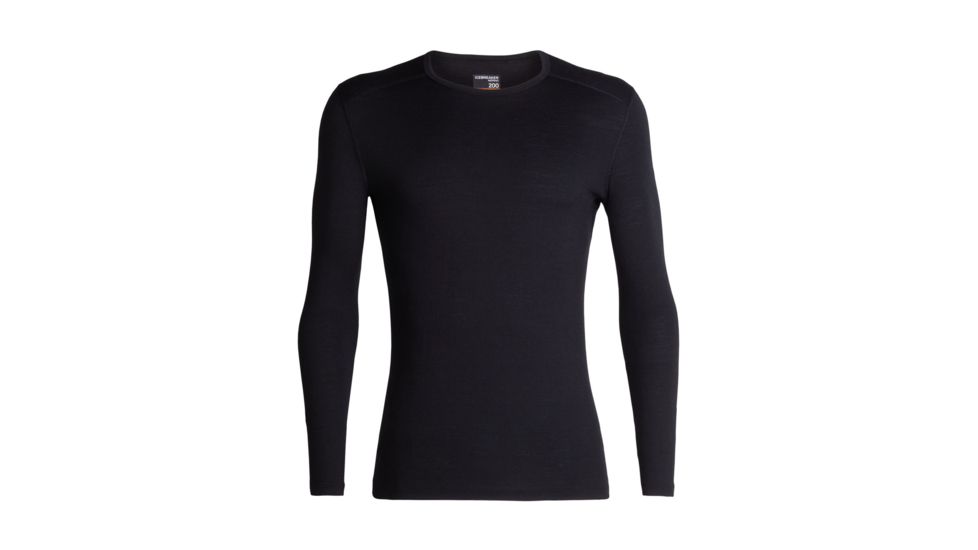 Icebreaker 200 Oasis Long Sleeve Crewe Single Line Ski - Mens, Black, Large, 104898001L