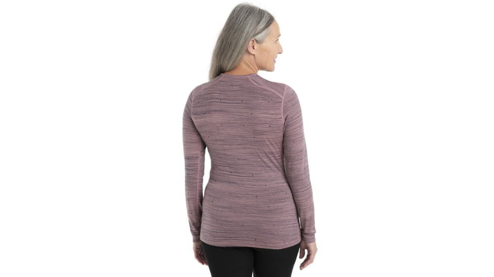 Icebreaker 200 Oasis Long Sleeve Crewe Ski Tracks Thermal Top - Womens, Crystal/Midnight Navy/Aop, Medium, IB0A56HXA65M