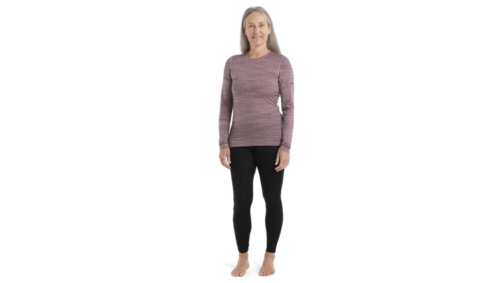 Icebreaker 200 Oasis Long Sleeve Crewe Ski Tracks Thermal Top - Womens, Crystal/Midnight Navy/Aop, Medium, IB0A56HXA65M