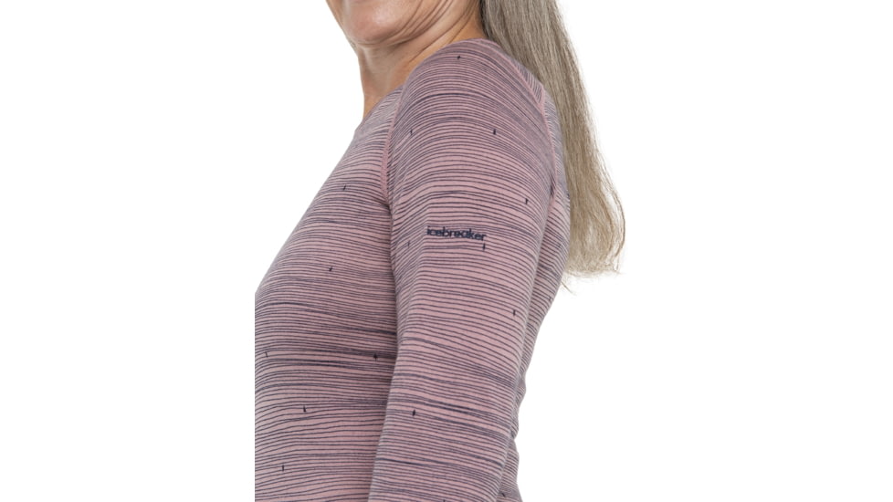 Icebreaker 200 Oasis Long Sleeve Crewe Ski Tracks Thermal Top - Women's, Crystal/Midnight Navy/Aop, Medium, IB0A56HXA65M