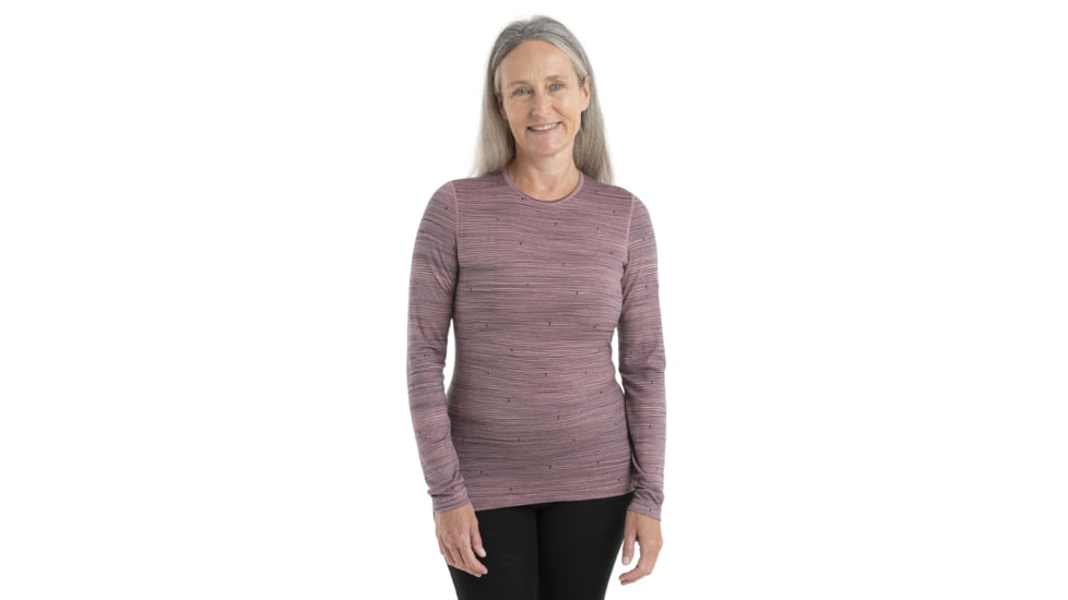 Icebreaker 200 Oasis Long Sleeve Crewe Ski Tracks Thermal Top - Womens, Crystal/Midnight Navy/Aop, Medium, IB0A56HXA65M
