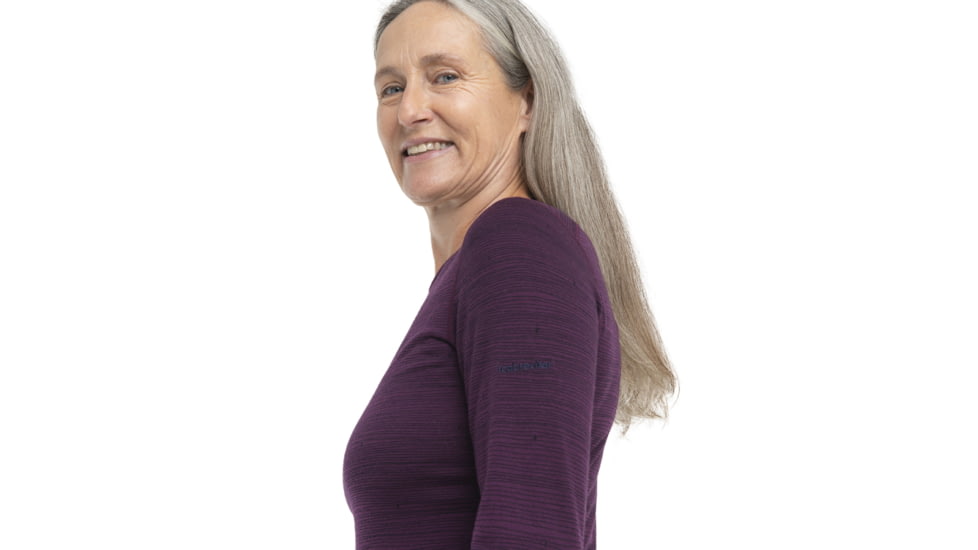 Icebreaker 200 Oasis Long Sleeve Crewe Ski Tracks Thermal Top - Womens, Nightshade/Midnight Navy/Aop, Extra Small, IB0A56HXA66XS