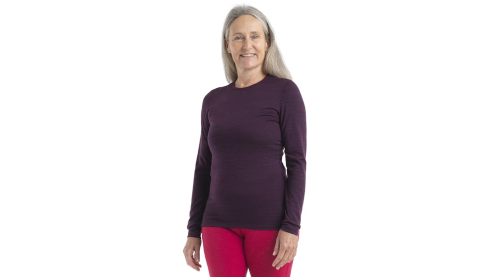 Icebreaker 200 Oasis Long Sleeve Crewe Ski Tracks Thermal Top - Womens, Nightshade/Midnight Navy/Aop, Extra Small, IB0A56HXA66XS