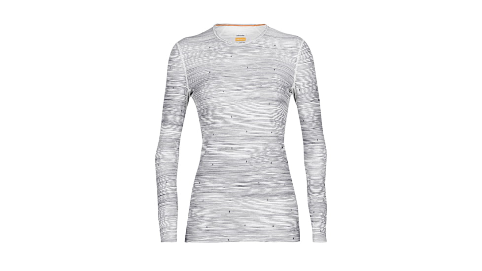 Icebreaker 200 Oasis Long Sleeve Crewe Ski Tracks Thermal Top - Womens, Snow/Midnight Navy/Aop, Medium, IB0A56HX678M