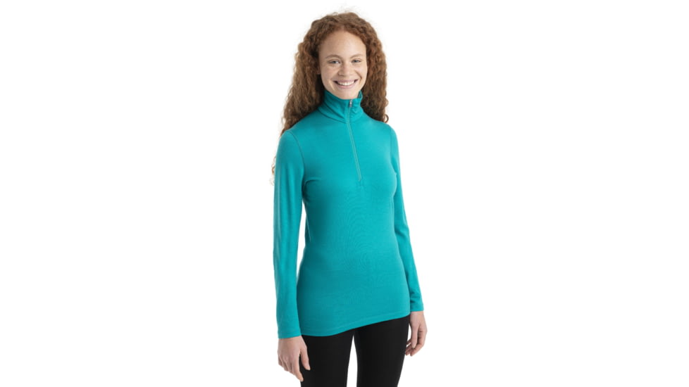 Icebreaker 200 Oasis Long Sleeve Half Zip Thermal Top - Women's, Flux Green, Large, IB104380861L