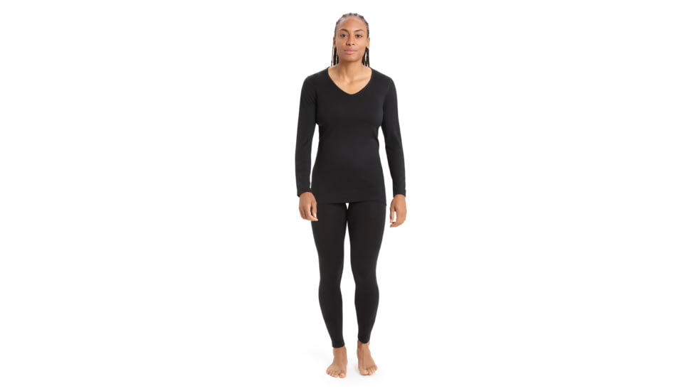 Icebreaker 200 Oasis Long Sleeve V Neck Thermal Top - Womens, Black, Extra Large, IB104379001XL