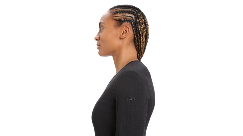 Icebreaker 200 Oasis Long Sleeve V Neck Thermal Top - Womens, Black, Extra Large, IB104379001XL