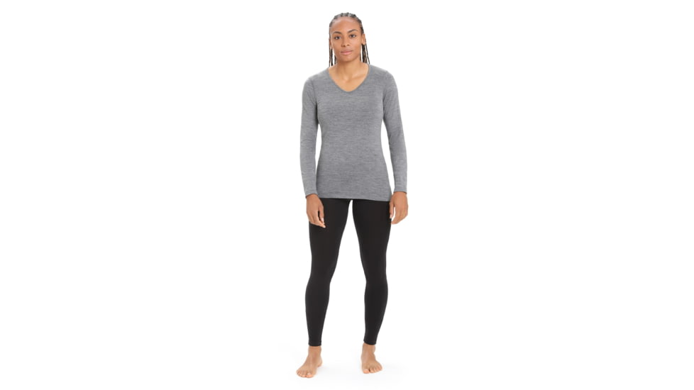 Icebreaker 200 Oasis Long Sleeve V Neck Thermal Top - Women's, Gritstone Heather, Extra Small, IB104379013XS