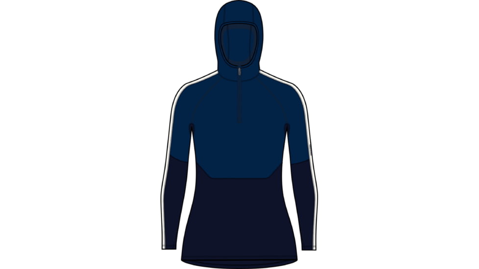 Icebreaker 200 Sonebula Long Sleeve Half Zip Thermal Hood - Women's, Midnight Navy/Royal Navy/Snow/Cb, Small, IB0A56SW090S