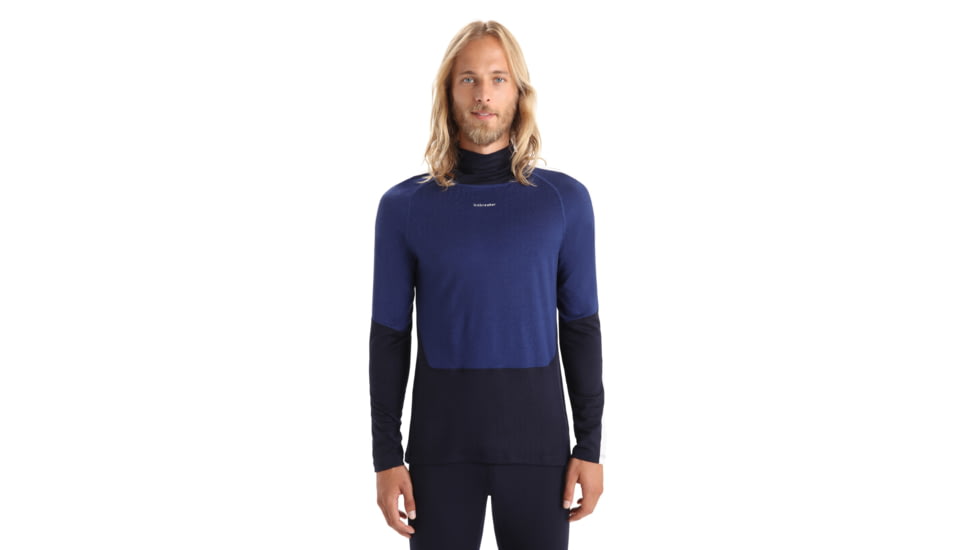 Icebreaker 200 Sonebula Long Sleeve High Neck Thermal Top - Mens, Midnight Navy/Royal Navy/Snow/Cb, Small, IB0A59JT090S