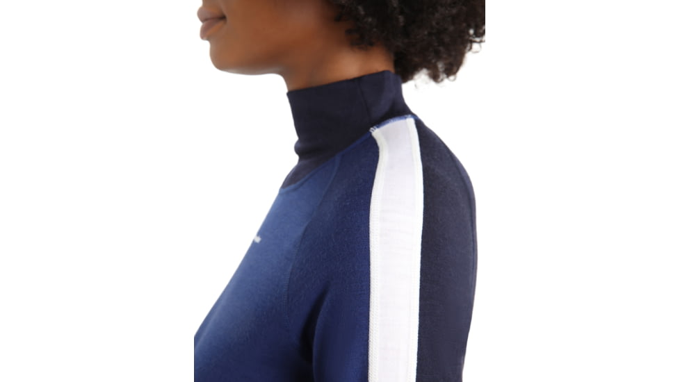 Icebreaker 200 Sonebula Long Sleeve High Neck Thermal Top - Womens, Midnight Navy/Royal Navy/Snow/Cb, Small, IB0A59JU090S