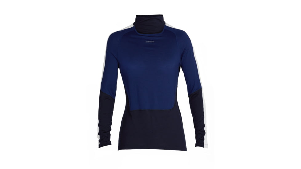 Icebreaker 200 Sonebula Long Sleeve High Neck Thermal Top - Womens, Midnight Navy/Royal Navy/Snow/Cb, Small, IB0A59JU090S