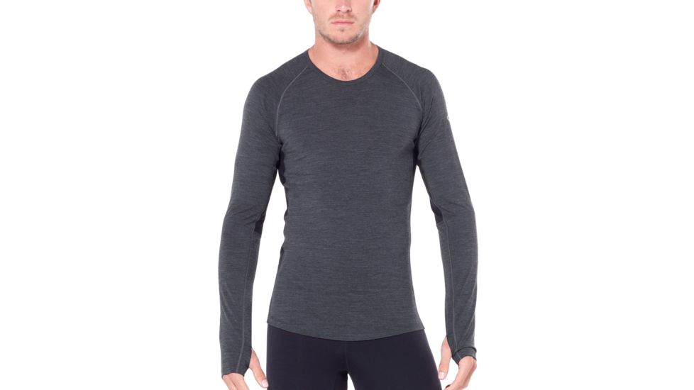 Icebreaker 200 Zone Long Sleeve Crewe, Jet Hthr/Black, 2XL, 104355-001-XXL