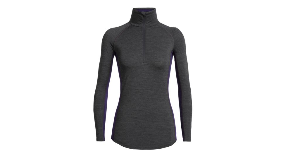 Icebreaker 200 Zone Long Sleeve Half Zip - Womens, Jet HTHR/Lotus, Large, 104425A14L