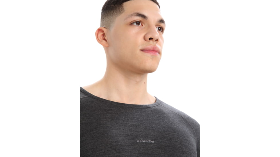 Icebreaker 200 ZoneKnit Long Sleeve Crewe Thermal Top - Mens, Jet Heather/Black/Metro Heather/Cb, Large, IB0A56HA585L