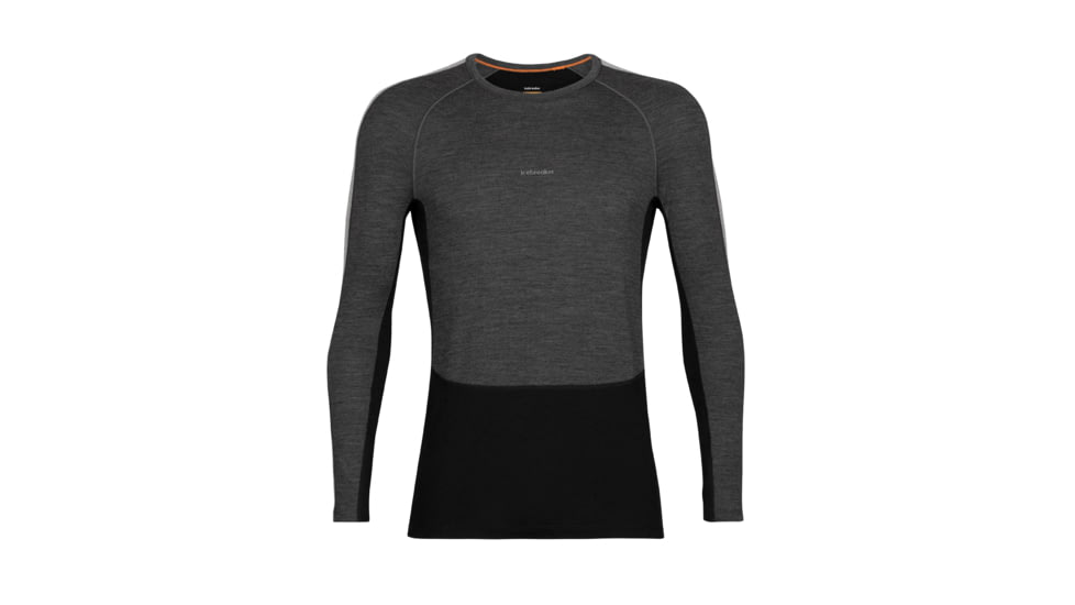 Icebreaker 200 ZoneKnit Long Sleeve Crewe Thermal Top - Mens, Jet Heather/Black/Metro Heather/Cb, Large, IB0A56HA585L