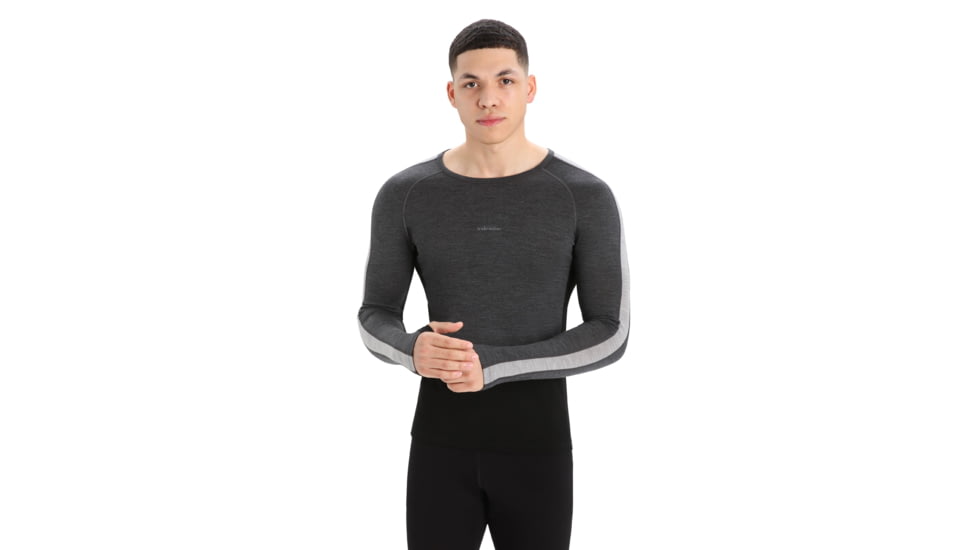 Icebreaker 200 ZoneKnit Long Sleeve Crewe Thermal Top - Mens, Jet Heather/Black/Metro Heather/Cb, Large, IB0A56HA585L
