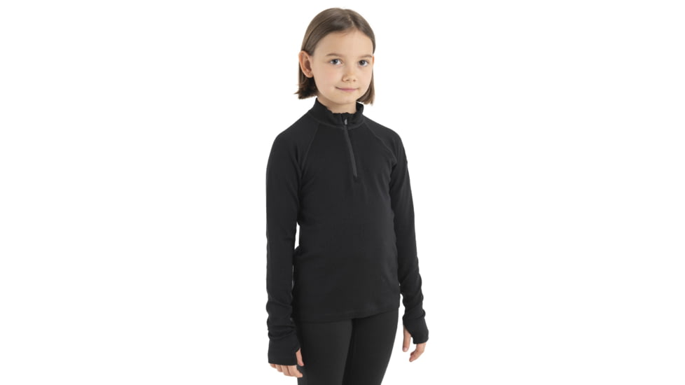 Icebreaker 260 Tech Long Sleeve Half Zip Thermal Top - Kids, Black, 3US, IB1044990013