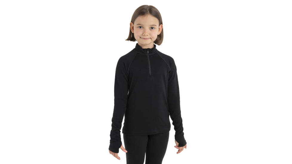 Icebreaker 260 Tech Long Sleeve Half Zip Thermal Top - Kids, Black, 3US, IB1044990013