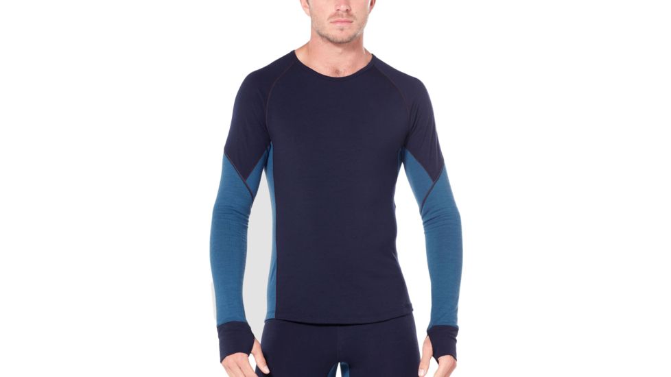 Icebreaker 260 Zone Long Sleeve Crewe - Mens, Midnight Navy/SURF, Extra Large, 104360B04XL