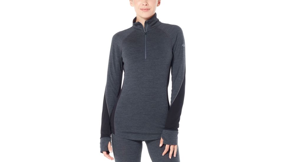 Icebreaker 260 Zone Long Sleeve Half Zip, Jet Hthr/Black/Snow, Extra Large, 104394-001-XL
