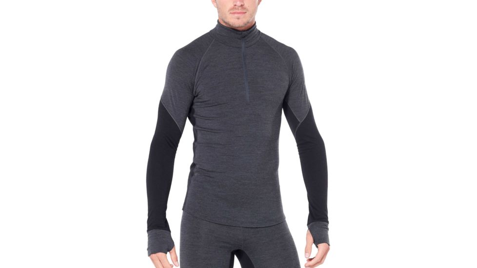 Icebreaker 260 Zone Long Sleeve Half Zip - Mens, Jet HTHR/Black, Small, 104361A01S