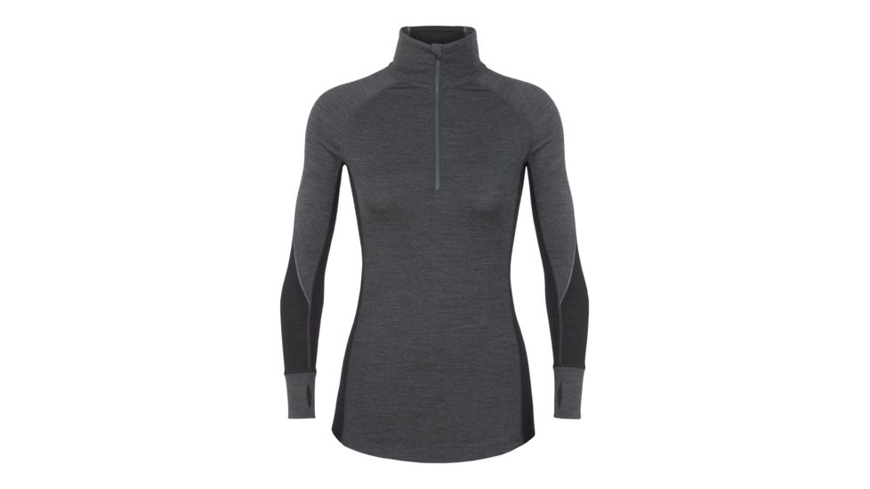 Icebreaker 261 Zone Long Sleeve Half Zip - Womens, Jet Heather/Black/Snow, Small, 104394-001-S