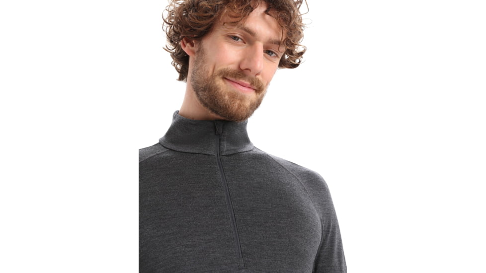 Icebreaker 260 ZoneKnit Long Sleeve Half Zip Thermal Top - Mens, Jet Heather/Black/Metro Heather/Cb, Small, IB0A56HF585S