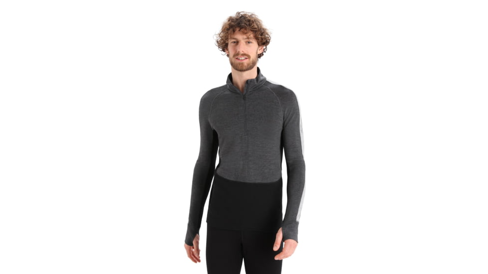 Icebreaker 260 ZoneKnit Long Sleeve Half Zip Thermal Top - Mens, Jet Heather/Black/Metro Heather/Cb, Small, IB0A56HF585S